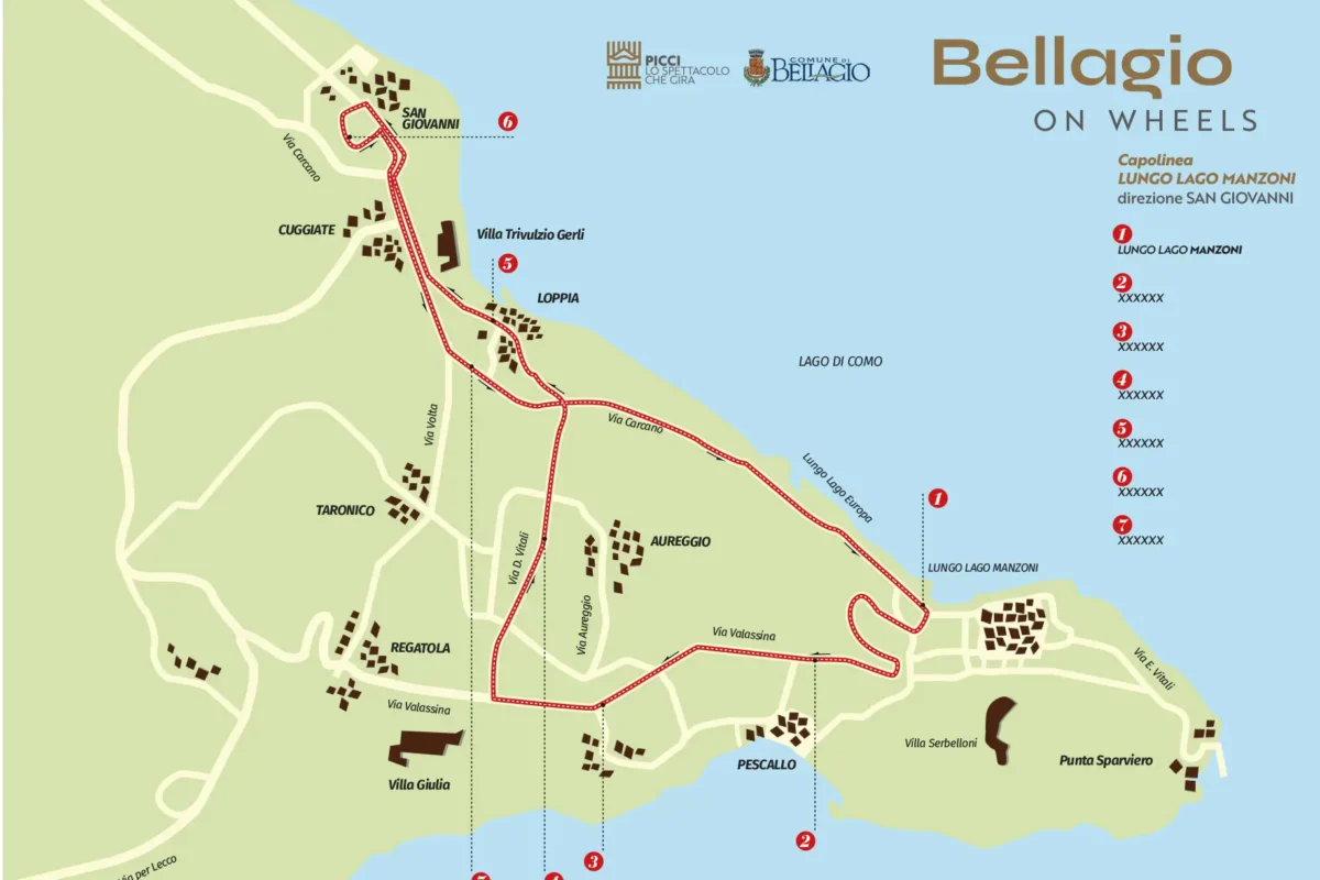 brochure of Bellagio Tourist train map